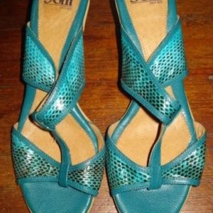 Sofft Womens Shoes Open Toe High Heel Sandals Teal